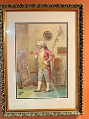 Albert Roberti ?(1811-1864 Belgium) Watercolor Painting The Connoisseur Colonial