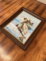 Pelican Painting In Antique Frame Original Art Work Signed By Artist, Beach