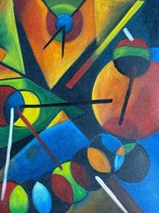 Wassily Kandinsky (Handmade) Oil On Canvas Painting signed and stamped
