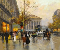 Paris Street Scene Oil painting Wall art Giclee Printed on Canvas P1847