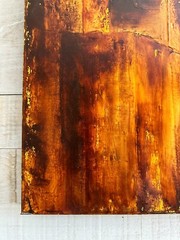 Oil Painting Cityscape Landscape Abstract Skyline Modern Gold 18 by 36 AMA