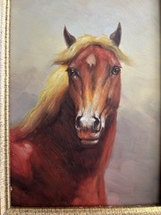 Vintage Horse Oil Painting Framed Gold French Country Style Small OOAK Original