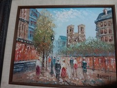 Caroline Burnett (1877-1950) Paris Street Scene Oil Painting Framed Signed 8×10