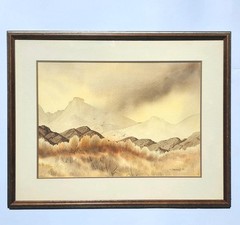 Jack Dietrich Signed Original Watercolor New Mexico Desert Landscape 28×22 Frame
