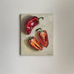 Fiery Red Still Life with Paprika oil painting 10×12“
