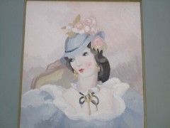 ANTIQUE VINTAGE ART DECO PORTRAIT PAINTING BY MARGO ALEXANDER PRETTY FEMALE MOD