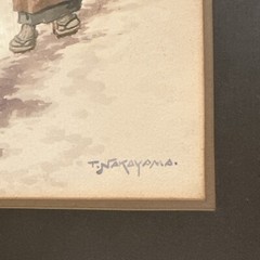 Antique Watercolor Art Pair Japanese Woodblock Artist Takashi Nakayama
