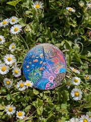 Original Painting on Wood Slice, Ocean Life, Fish, Aquatic Coral Art 8,3×8,7 cm.