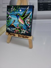 Minature Signed By Artist Boat At Sunset Oil Painting On Minature Wooden Easel