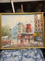 CAROLINE BURNETT PARIS MOULIN ROUGE SCENE ORIGINALOIL ON CANVAS PAINTING