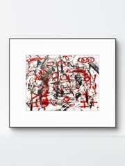Original Abstract Expressionism 9×12 Black Red White Handmade Signed Fine Art 18