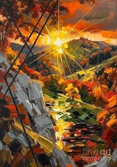 new handmade Painting on 24″*16″ canvas Golden Abyss Sunset by Wendy