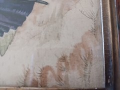 Antique 19th C. Watercolor Silhouette Lady in landscape Orig. Rosewood Frame