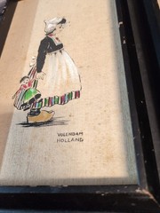 Vintage Volendam Holland Boy Girl Art Paintings Framed Wall Decor