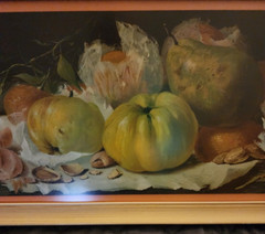 Vintage Oil Painting Still Life Fruit Matted & Framed 11 in x 25 in