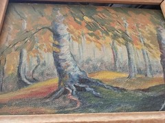 Vintage Original Small Gem Oil Painting Plein Air Landscape Trees Fall unsigned