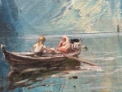 VINTAGE SIGNED KAARE STEEN NORWEGIAN FJORD LANDSCAPE OIL PAINTING ON CANVAS