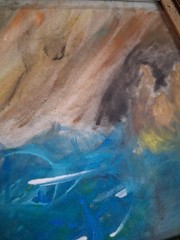 Original Framed Expressionist Seascape Painting 18×22 Signed JTC Ocean Art