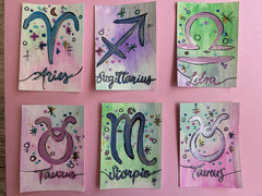 Aceo Original Painting Taurus Zodiac Star Sign Illustration Witchy