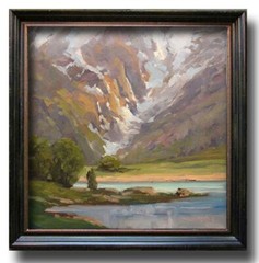 Jeff Love Art Original Oil Painting Western Landscape Snowy Mountain Glacier