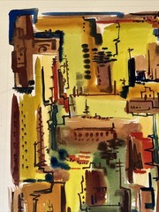 Mid Century Painting Cityscape Urban Cubist Cubism Streets Modernism Resnack