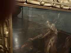 Antique 17-18th Century Painting Oil On Canvas Under The Glass Old Masters