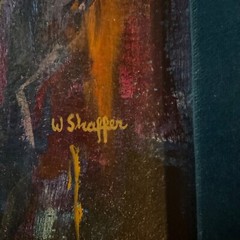 Abstract original hand painted encaustic PAINTING signed Shaffer moody blues