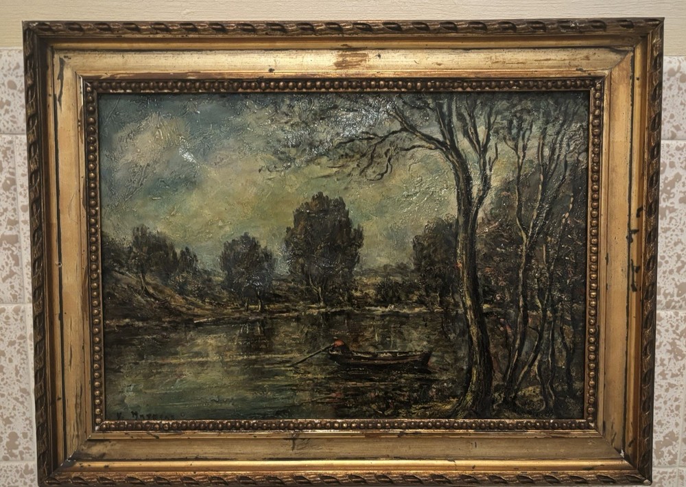FRENCH Landscape Paper to Board SIGNED Framed 15 X 11