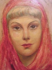 MQ1554 Handmade Painted Pink Hair Girl Portrait Oil Painting Canvas Wall Art