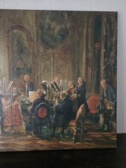Oil Painting Canvas – Flute Concerto Frederick the Great Sanssouci 90 x 60 cm