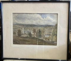 ANTIQUE WATERCOLOUR PAINTING Genuine British Primitive Landscape c1860 BEAUTIFUL
