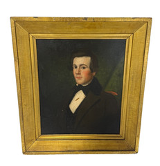 American Folk Art Portrait of a Gentleman, Circa 1840-1860 New England School