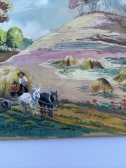ANTIQUE WPA ERA PAINTING FARM FARMING FARMER HAY RIDE LISTED FAMOUS ALEXANDER