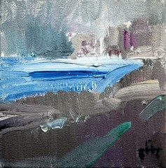 Lake Texture 4×4 original oil painting impressionist landscape fine art