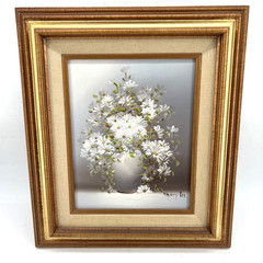 Nancy Lee Original Oil On Board Floral Still Life Wood Frame 15″×13″