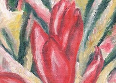 Signed Original Painting Wall Art Red Ginger Flower Tropical Floral Home Decor