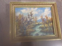 Old Art Oil Board Landscape Painting Signed Original D.Tryon Hudson River School