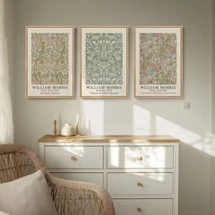 3 Piece Framed Vintage Sage Green Artwork for Walls Nature Floral Botanical Pict
