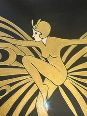 VTG Original Di Kaye ART DECO BUTTERFLY LADY erte Style Watercolor 22×25” Framed