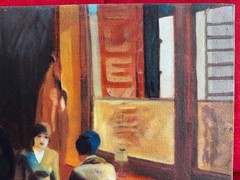 EDWARD HOPPER oil painting on canvas, vtg stamped signed