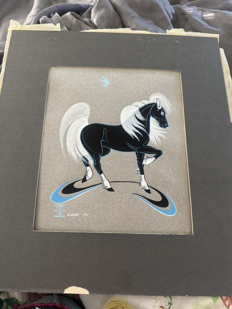 ADEE DODGE ORIGINAL GOUACHE ON PAPER – BLACK SPIRIT HORSE, 1958 Her Highness