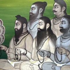 “Krishna” Hindu Mughal Antique Painting Indian Mystic Ceremony Persian Signed