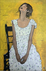 Hand Painted Acrylic on Canvas Painting „Portrait of a Young Woman“