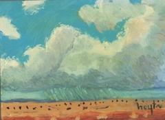 Oil Painting, „Rain on the Llano Estacado“, by William Hoyt 5×7 oil painting