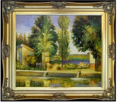 Framed, Paul Cezanne Jas De Bouffan Repro, Hand Painted Oil Painting 20x24in