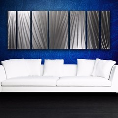 Modern Abstract Metal Wall Art Silver Panels Sculpture Home Decor In / Outdoor