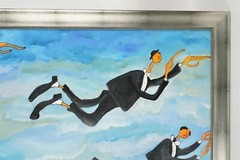 ANN KRASNER ORIGINAL OIL PAINTING ON CANVAS TITLED „FLYING FIGURES“ 1999 SIGNED