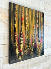 Oil Painting Birch Tree Forest Contemporary Modern Landscape Canvas 16 by 20 AMA