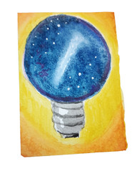 ACEO Original Painting fantasy space in light bulb by Soili Laakso