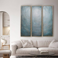 60 In. X 20 In. „Concentric“ – Set of 3 Textured Metallic Hand Painted by Martin